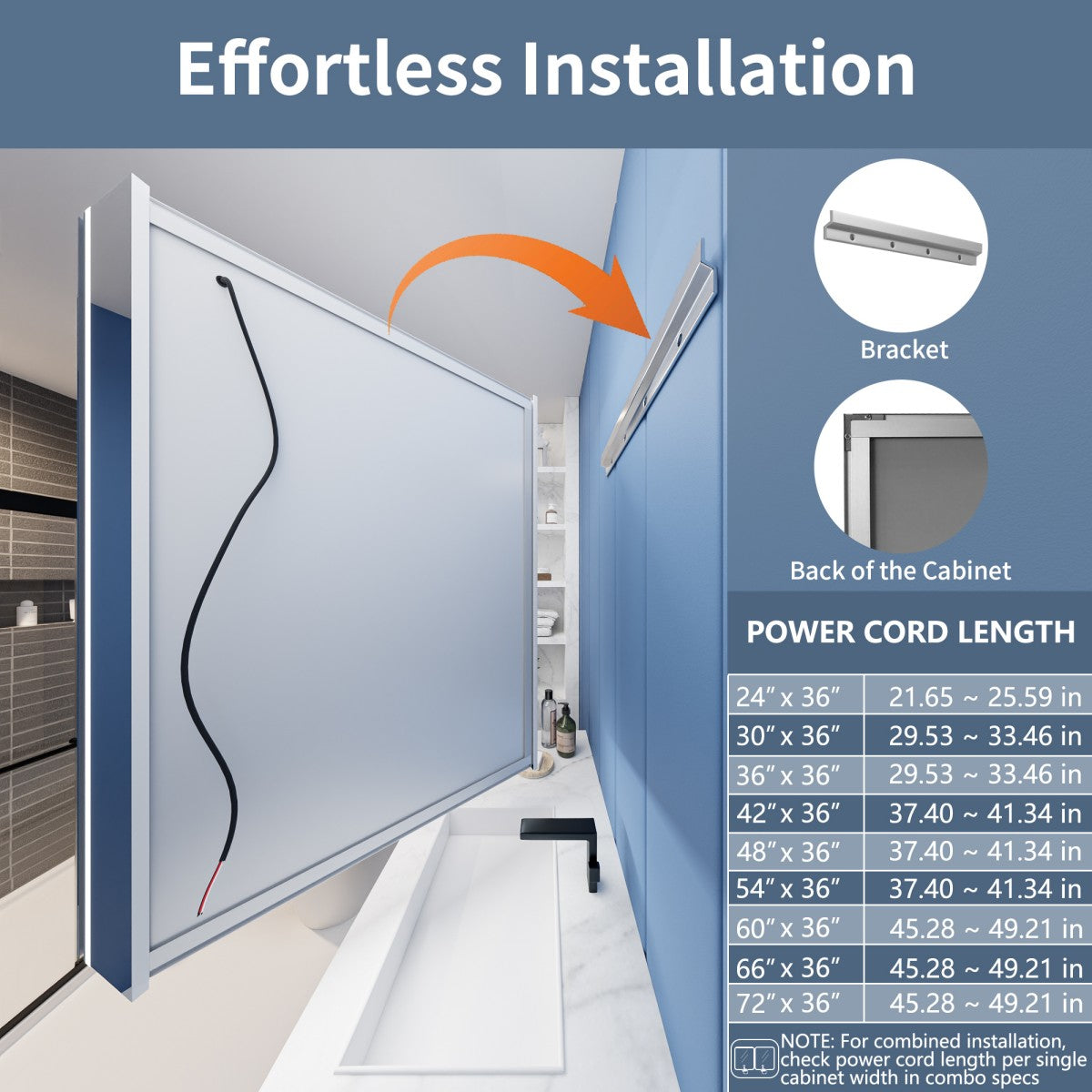 Illusion-B 42" x 36" LED Lighted Inset Mirrored Medicine Cabinet with Magnifiers Front and Back Light