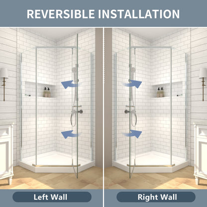 Prism Neo-Angle Frameless Shower Door 36 in. W x 72 in. H Corner Shower Enclosure,6mm Clear Glass,Pivot Shower Doors,Chrome,Not Base