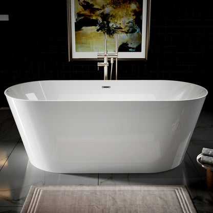 PY Exbrite 67' Acrylic Freestanding Bathtub, stand alone bathroom tub, Glossy White, Toe-tap Chrome Drain, cUPC Certified - ExBriteUSA