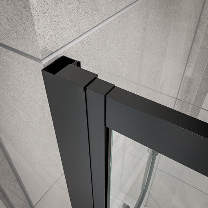 Nexus 44-48W x 70.H Easy Clean Framed Tri-Fold Sliding Shower Door with 1/4" (6mm) Clear SGCC Tempered Glass,Matte Black Finish