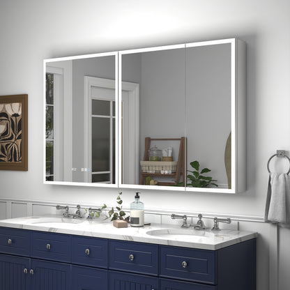 Rim 54" W x 32" H LED Lighted Medicine Cabinet Recessed or Surface with mirrors