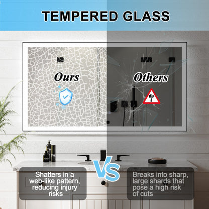 Apex-Noir 55"x30" Framed LED Lighted Bathroom Mirror