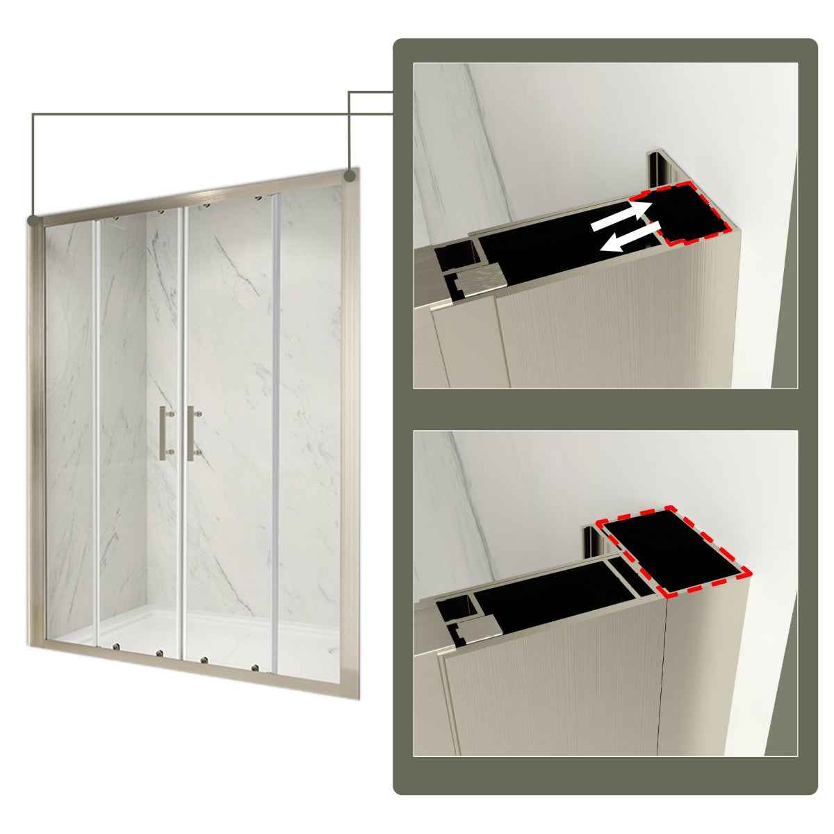 Holden 50-54.W x 70.H Easy Clean Double Framed Sliding Shower Door with 1/4" (6mm) Clear SGCC Tempered Glass, Brushed Nickel Finish,Burshed Nickel (Copy)