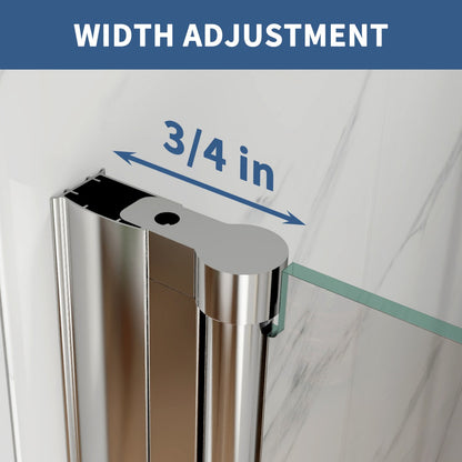 Adapt-E 30in.W x 72 in.H Bifold Frameless Folding Glass Shower Doors,Chrome Finish,Pivot Swing Shower Doors,1/4 in.Fold Clear Glass