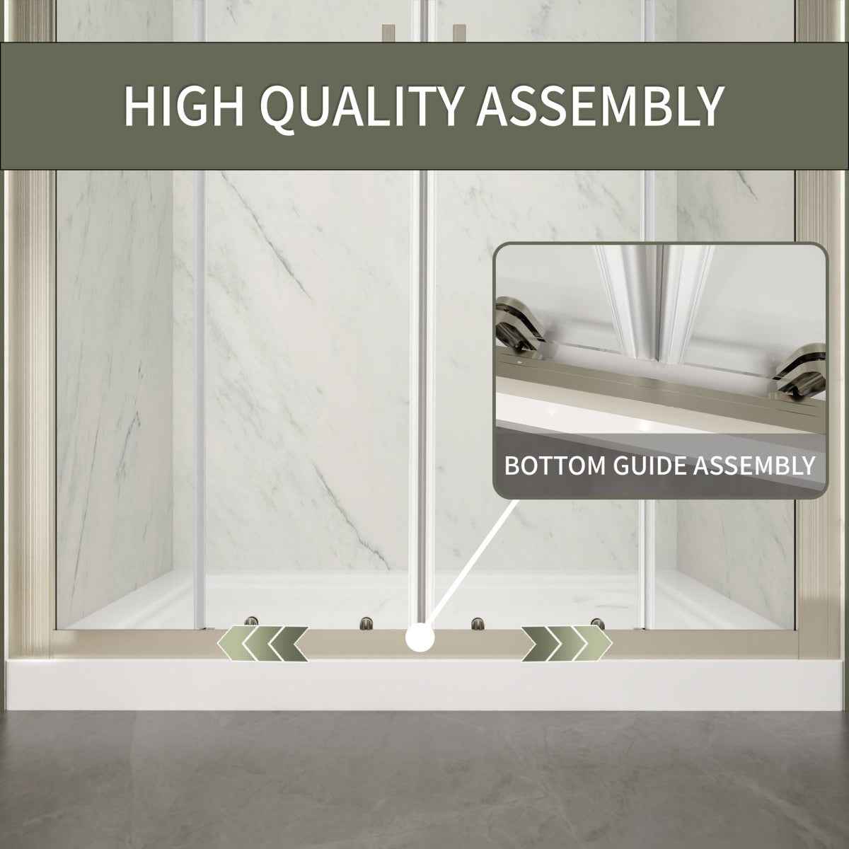 Holden 50-54.W x 70.H Easy Clean Double Framed Sliding Shower Door with 1/4" (6mm) Clear SGCC Tempered Glass, Brushed Nickel Finish,Burshed Nickel (Copy)