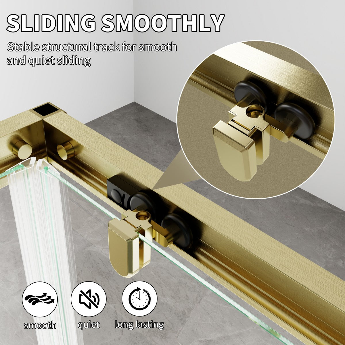Haven 38" x 72" Corner Shower Enclosure,6mm Clear Glass,Double Sliding Shower Doors,Brushed Gold,Not Base,Adjustable