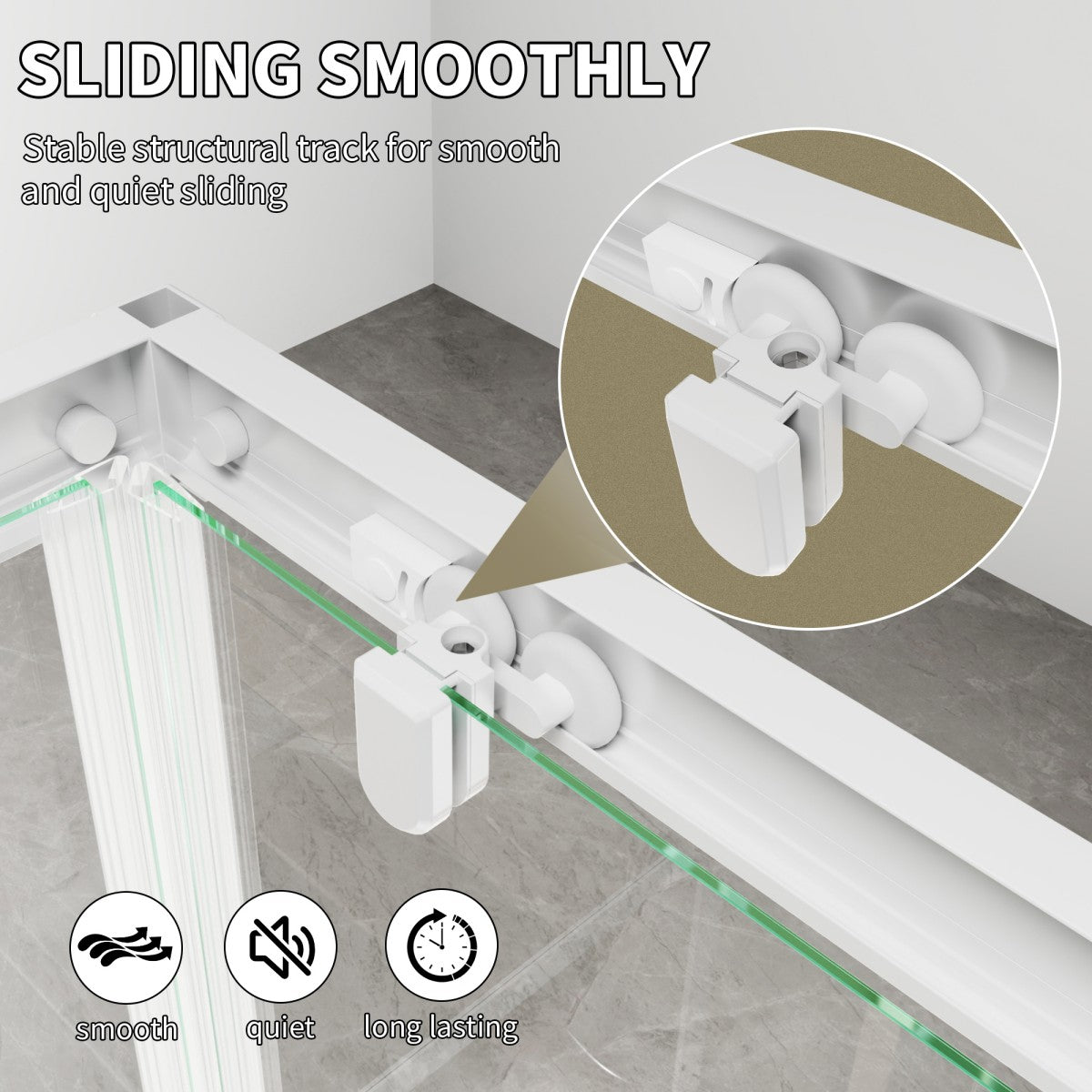 Haven-S 38" x 72" Corner Shower Enclosure,6mm Clear Glass,Double Sliding Shower Doors,White,Not Base,Adjustable