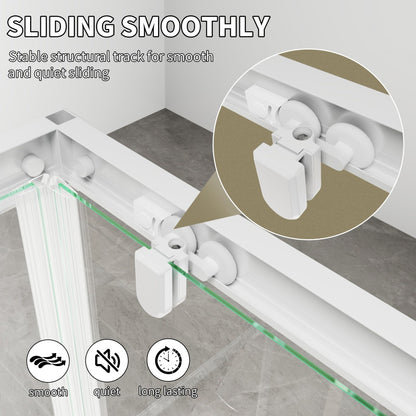 Haven-S 38" x 72" Corner Shower Enclosure,6mm Clear Glass,Double Sliding Shower Doors,White,Not Base,Adjustable