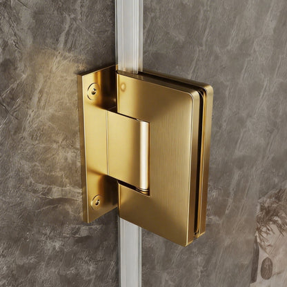 41-42" x 74" Pivot Frameless Shower Door,Brushed Gold,Easy clean|ExBrite Valor Series