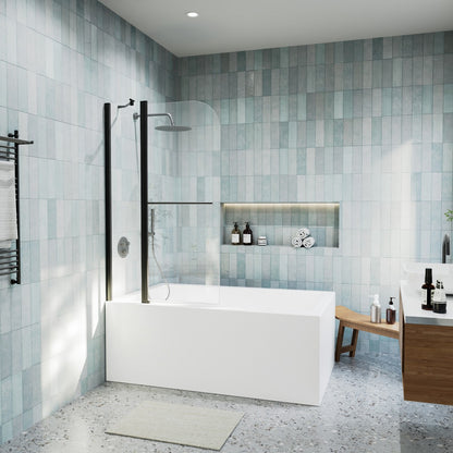 Classy-LB 35.2-36" x 58" Bathtub Screen Panel Pivot Swing Shower Door for Bathtub 180° Pivot 6mm Tempered Glass,Black
