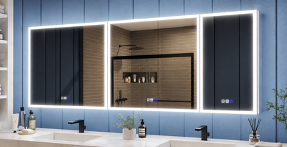 Illusion 92" x 32" Medicine Cabinet With LED Lighting with Magnifiers Front and Back Light