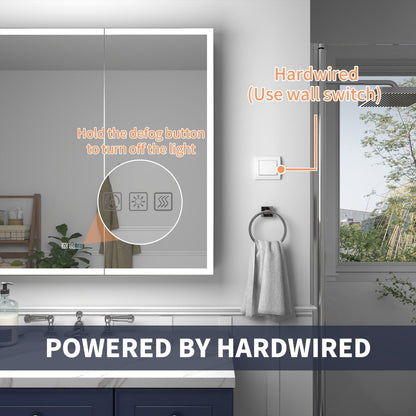 Rim 48" W x 36" H Bathroom Medicine Cabinets with LED Lighted Mirror - Recessed or Surface Options
