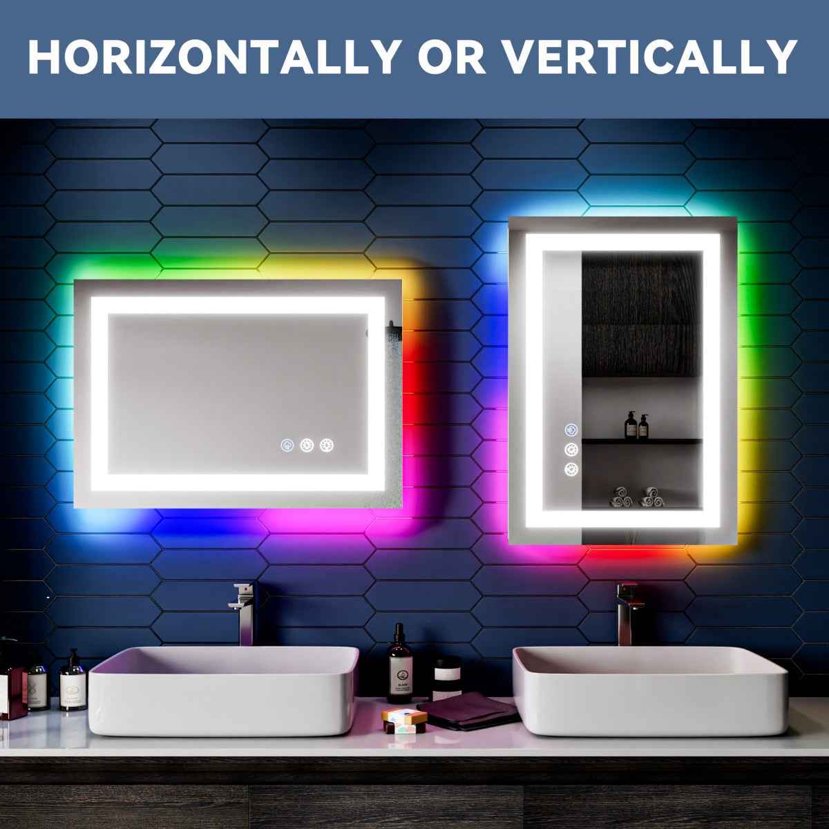 DYLUX 20"x 28"RGB Smart LED Bathroom Mirror–Color Changing Backlit Mirror with Anti-Fog & Dimmable Touch Control