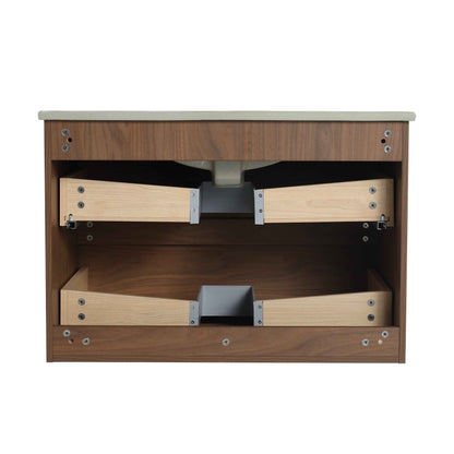 30' Wall-Mounted Bathroom Vanity With Ceramic Sink, KD-Package,2-Soft Close Drawers, KD-Package