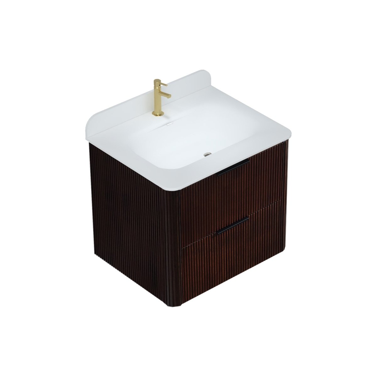 24 inch Floating Bathroom Vanity with Sink, Pre-Assembled, Wall Mounted Plywood Bathroom Storage Cabinet with Safety Rounded,Large Soft-Close Fluted Drawers & Metal Handles