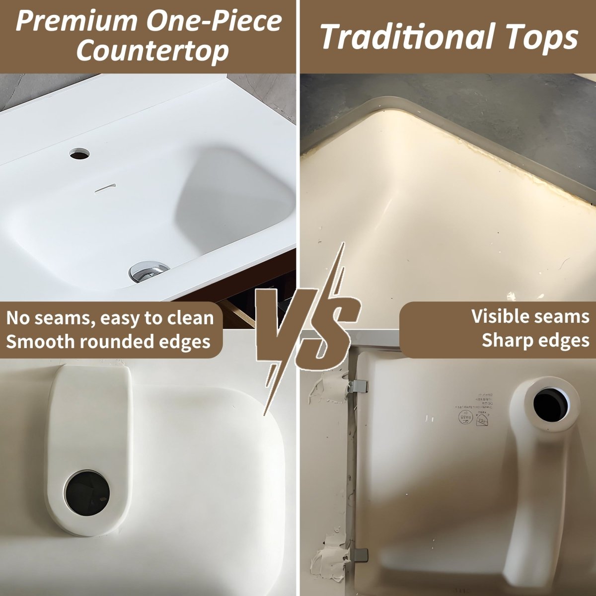 24 inch Floating Bathroom Vanity with Sink, Pre-Assembled, Wall Mounted Plywood Bathroom Storage Cabinet with Safety Rounded,Large Soft-Close Fluted Drawers & Metal Handles