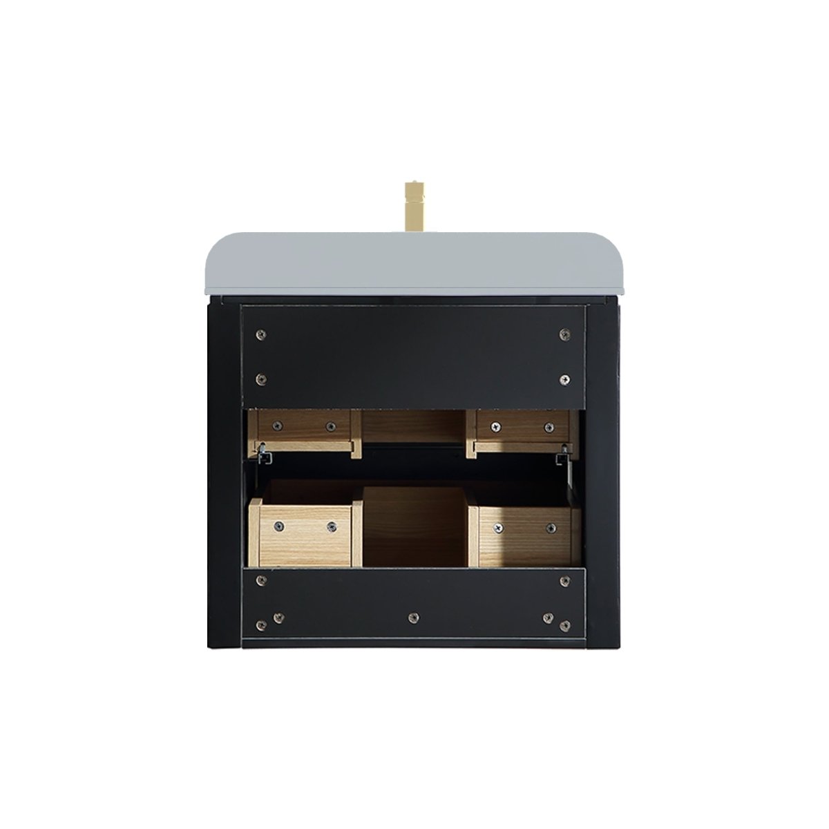 24 inch Floating Bathroom Vanity with Sink, Pre-Assembled, Wall Mounted Plywood Bathroom Storage Cabinet with Safety Rounded,Large Soft-Close Fluted Drawers & Metal Handles
