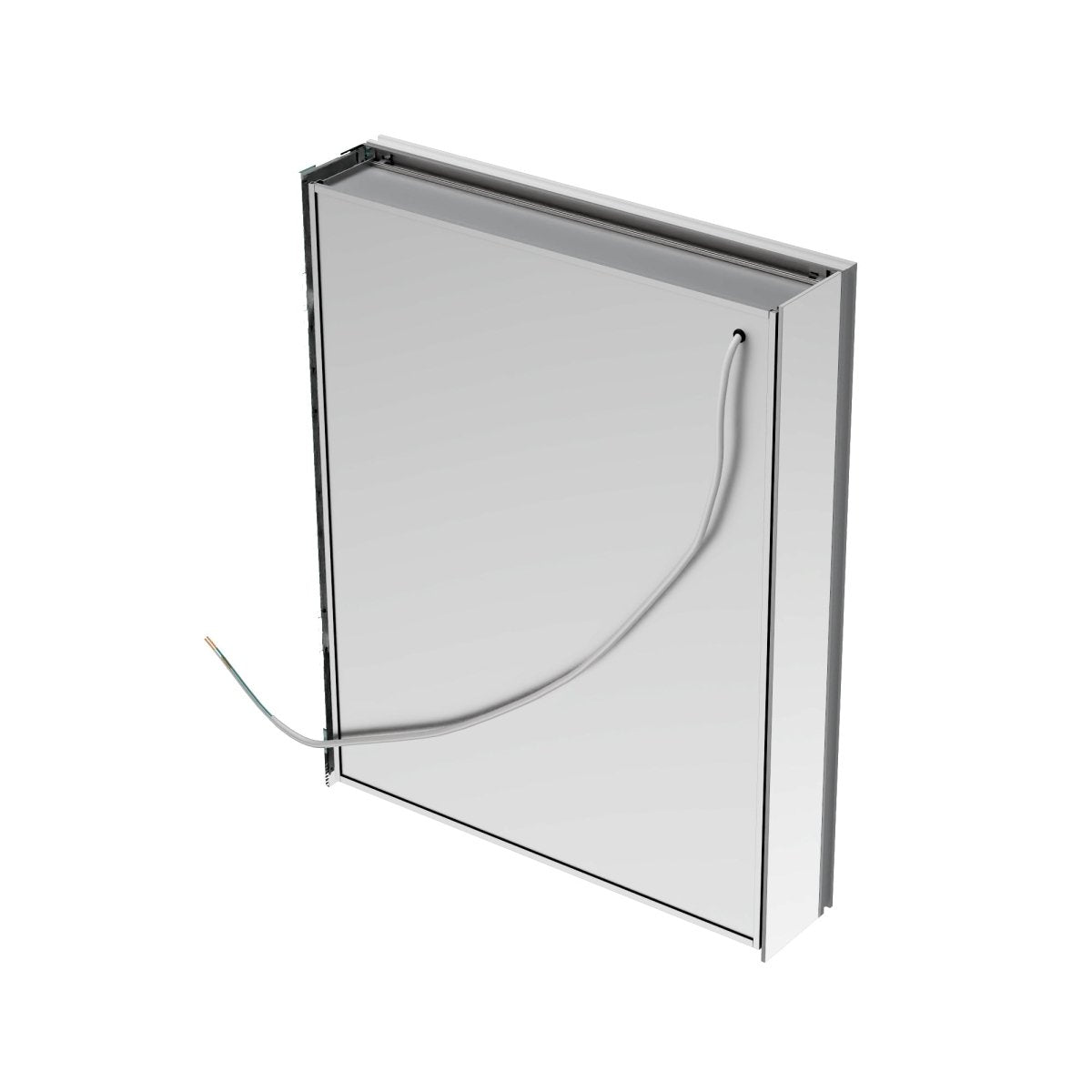 Rim-s LED medicine cabinet with illuminated mirror above a bathroom vanity