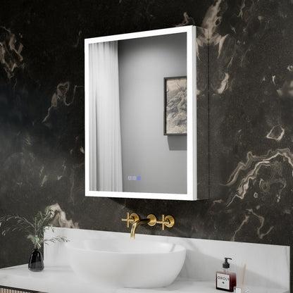 Rim-s 24 x 30 inch right-hinge LED medicine cabinet in a bathroom setting