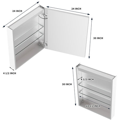 Rim-s right-hinge LED medicine cabinet front view with illuminated mirror
