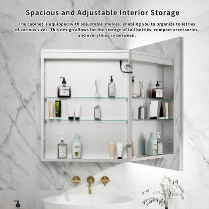 Rim-s 24 x 30 inch medicine cabinet with open mirrored door and interior storage