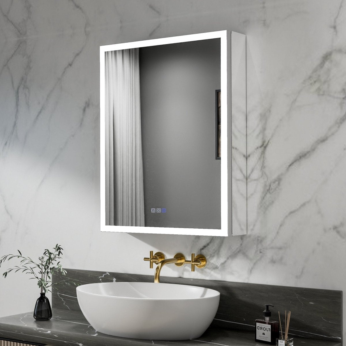 Rim-s 24 x 30 inch LED medicine cabinet dimensions and cabinet profile