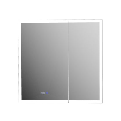 ExBrite 30"W x 30"H LED Medicine Cabinet with Anti-Fog, Stepless Color Temperature and Dimming, Adjustable Shelves, Aluminum Frame, Recessed or Surface Mount - ExBriteUSA