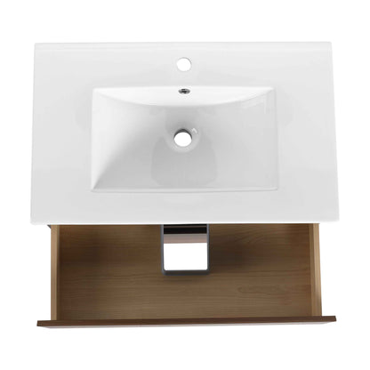 30' Wall-Mounted Bathroom Vanity With Ceramic Sink, KD-Package,2-Soft Close Drawers, KD-Package