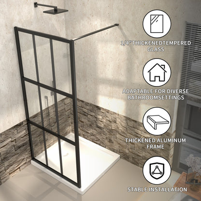 Atlas 34" X 72" Black Shower Door Clear Tempered Glass Framed Shower Screen Walk-in,Corner shower door