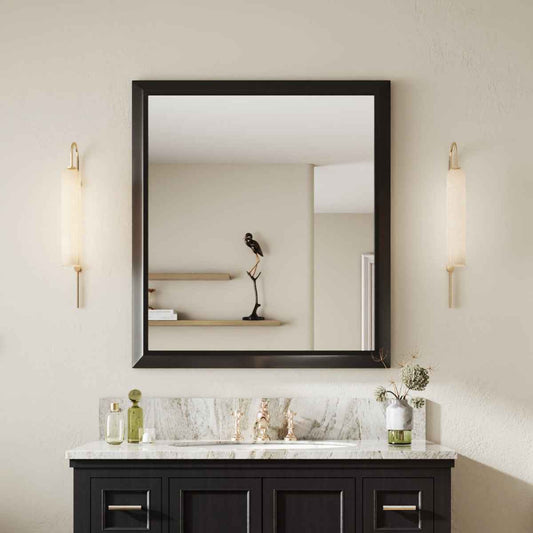 40" x 36" Modern, Elegant Rectangular Wall Mirror with Tempered Glass, Shatterproof, Rust-Resistant Wood Grain Aluminum Frame for Bathroom, Living Room & Hallway| Nolhurst