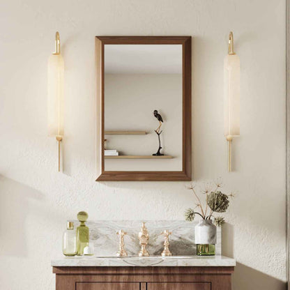 16" x 24" Modern, Elegant Rectangular Wall Mirror with Tempered Glass, Shatterproof, Rust-Resistant Dark Wood Grain Aluminum Frame for Bathroom, Living Room & Hallway| Nolhurst