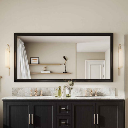 72" x 36" Modern, Elegant Rectangular Wall Mirror with Tempered Glass, Shatterproof, Rust-Resistant Wood Grain Aluminum Frame for Bathroom, Living Room & Hallway| Nolhurst