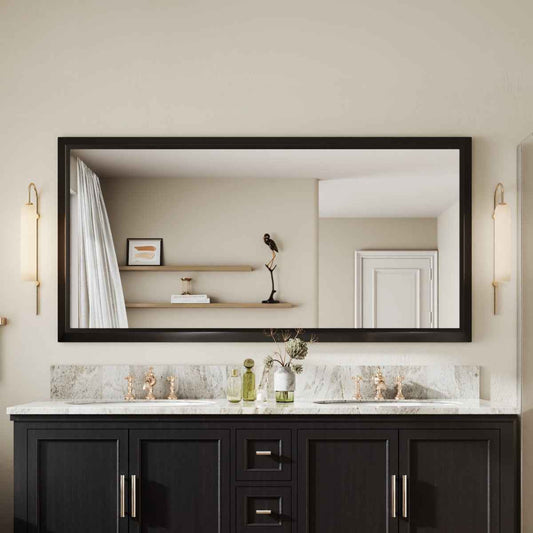 72" x 36" Modern, Elegant Rectangular Wall Mirror with Tempered Glass, Shatterproof, Rust-Resistant Wood Grain Aluminum Frame for Bathroom, Living Room & Hallway| Nolhurst