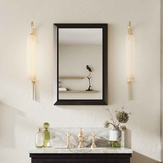 16" x 24" Modern, Elegant Rectangular Wall Mirror with Tempered Glass, Shatterproof, Rust-Resistant Black Frame Aluminum Frame for Bathroom, Living Room & Hallway| Nolhurst