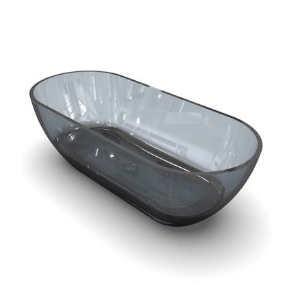 RS 68.9 inch Translucent Grey Blue Oval Freestanding Soaking Bathtub For Bathroom