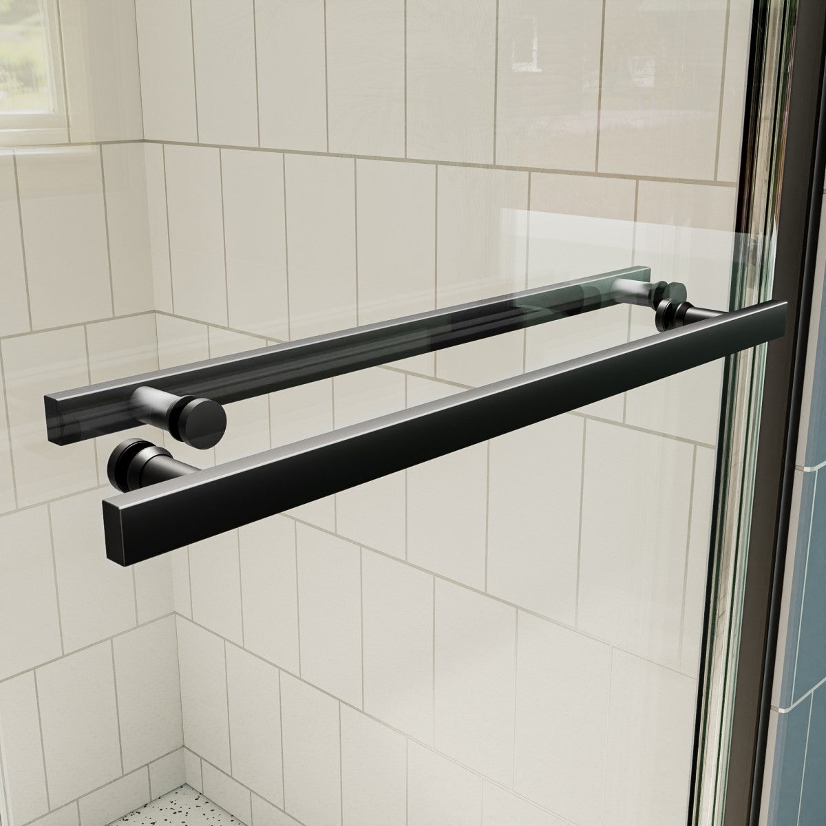 ExRoll 56"-60" Width x 74" Height Shower Sliding Glass,Clear Tempered Glass,Matte Black,Explosion-proof,Easy-to-clean coating,Smooth Door Closing