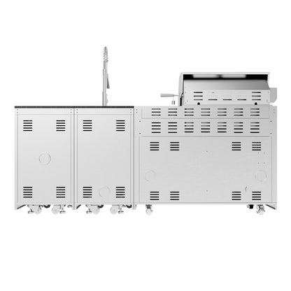 43-Inch 6-Burner 85000 BTU Deluxe Stainless Steel Gas Outdoor Kitchen Bar Barbecue Island Grill  + Rotisserie + Granite Countertops + Storage Cabinets & Drawers + Stainless Steel Sink/Faucet
