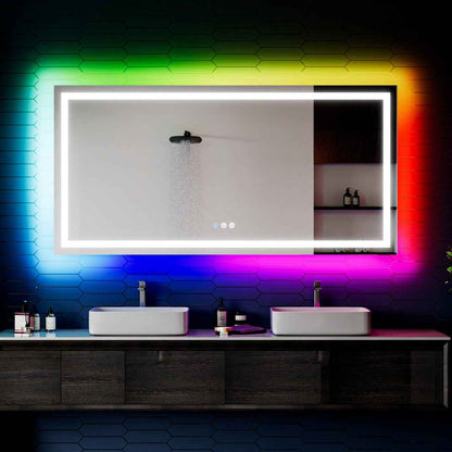 36"x 72" RGB Smart LED Bathroom Mirror–Color Changing Backlit Mirror with Anti-Fog & Dimmable Touch Control|Exbrite DYLUX
