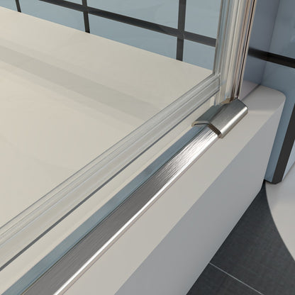 Exbrite Adapt Bifold Shower Door 30-32 in.W x 72 in.H Pivot Swing Shower Doors,Brushed Nickel,Tempered Glass