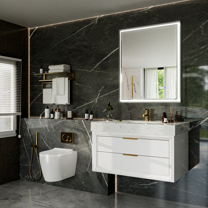 30"W x 36"H Lighted Mirrors | Verloar Brushed Nickel Front-Lit Mirror