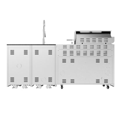 46-Inch 4-Burner 72000 BTU Deluxe Stainless Steel Gas Outdoor Kitchen Bar Barbecue Island Grill +Side B Rotisserie + Granite Countertops + Storage Cabinets & Drawers + Stainless Steel Sink/Faucet