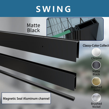 Exbrite Adapt Bifold Shower Door 36-38 in.W x 72 in.H Pivot Swing Shower Doors,Matte Black,Clear Tempered Glass