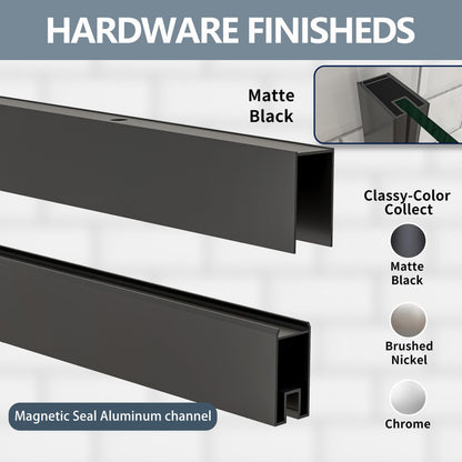 Prism Neo-Angle Frameless Shower Door 36 in. W x 72 in. H Corner Shower Enclosure with 6mm Clear Glass,Pivot Shower Doors,Matte Black