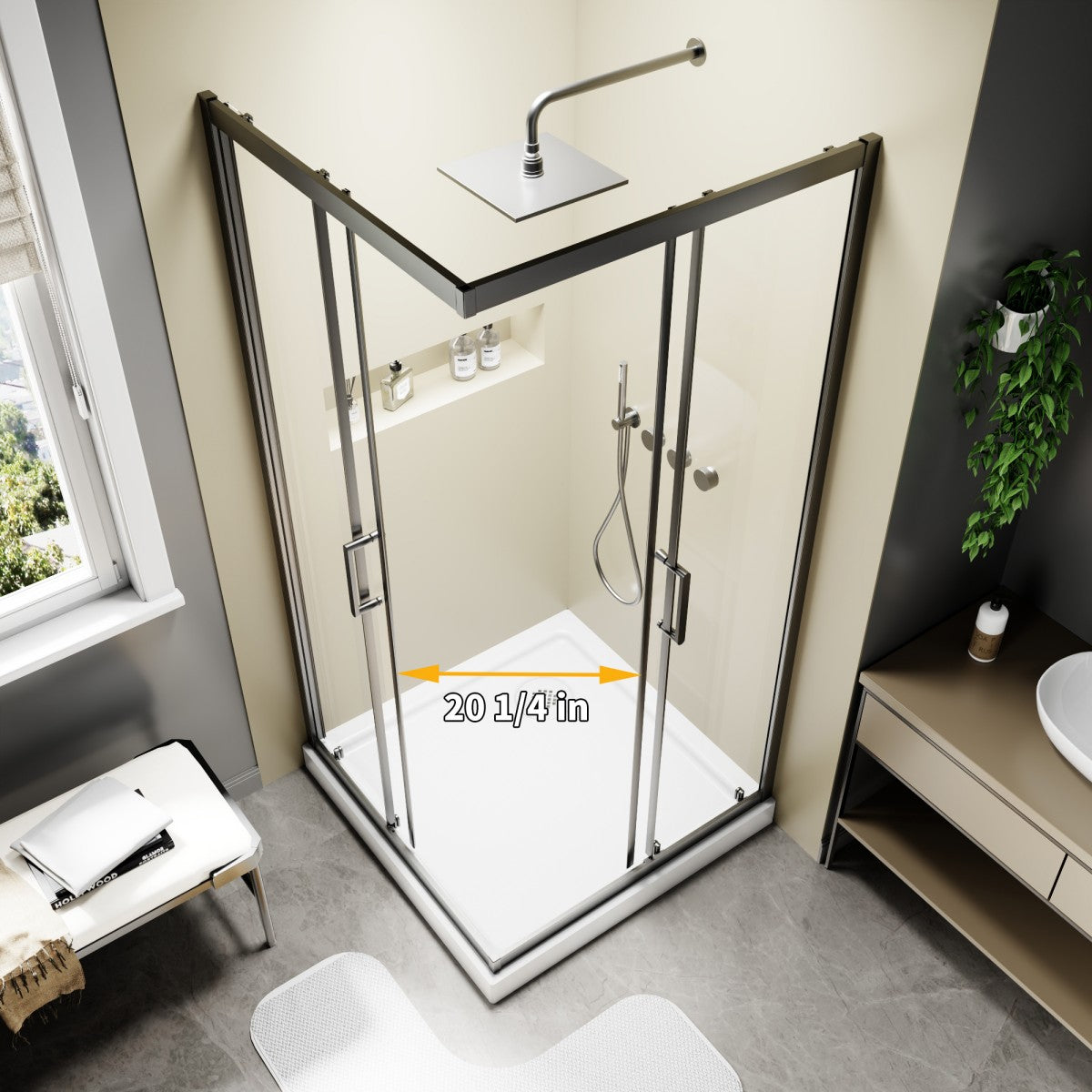 Haven 38" x 72" Matte Black Corner Shower Enclosure,6mm Clear Glass,Double Sliding Shower Doors,Not Base,Adjustable