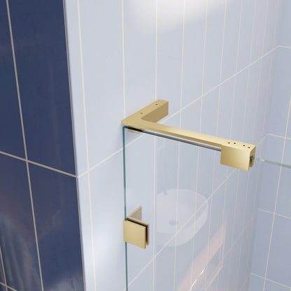 Flexi-L 50-54" W X 70" H Bathroom Glass Shower Doors,Semi-Frameless Brushed Gold,Tempered Glass Shower Door With Handle