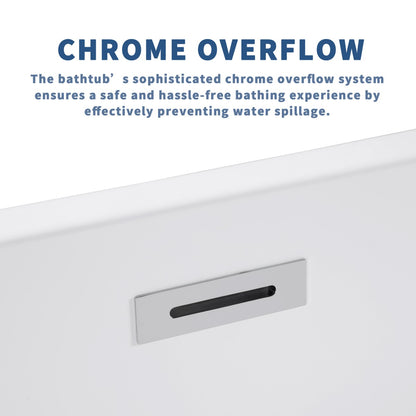 PY Exbrite 59' Acrylic Freestanding Bathtub, Stand Alone Soaking Tub, Glossy Black Acrylic, Toe-tap Chrome Drain, cUPC Certified