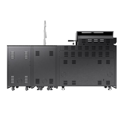 46-Inch 4-Burner 72000 BTU Deluxe Stainless Steel Gas Outdoor Kitchen Bar Barbecue Island Grill + Wine Cooler Compact Refrigerator + Rotisserie kit + Granite Countertops + Stainless steel Sink-85