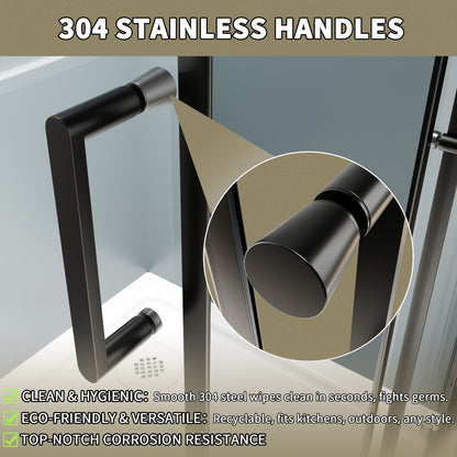 Haven 38" x 72" Matte Black Corner Shower Enclosure,6mm Clear Glass,Double Sliding Shower Doors,Not Base,Adjustable