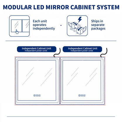 Illusion 66" x 32" LED Lighted Medicine Cabinet with Magnifiers - Modern Lit Medicine Cabinet