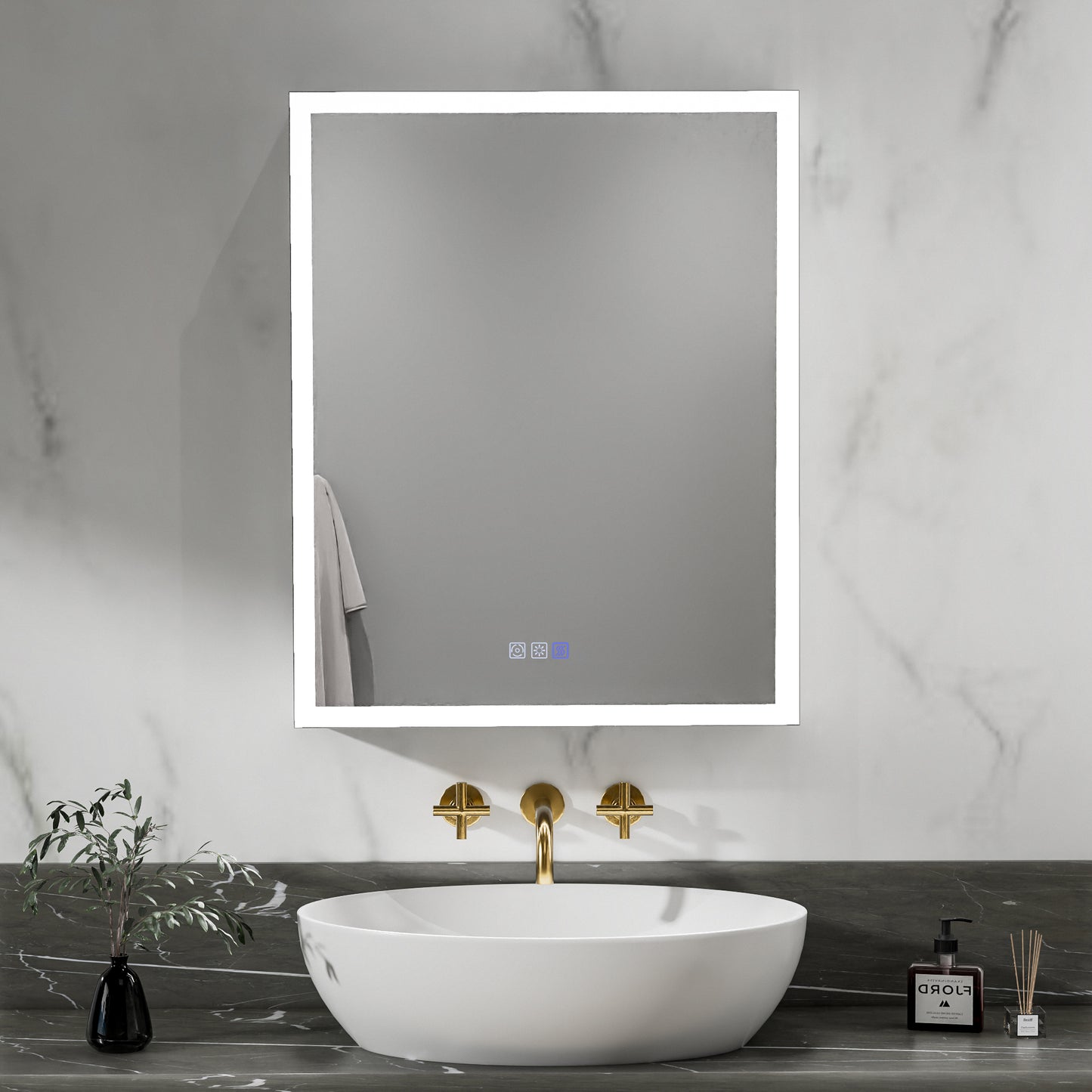 ExBrite 24"W x 30"H LED Medicine Cabinet with Anti-Fog, Stepless Color Temperature and Dimming, Adjustable Shelves, Aluminum Frame, Recessed or Surface Mount, Hinge on Left - ExBriteUSA